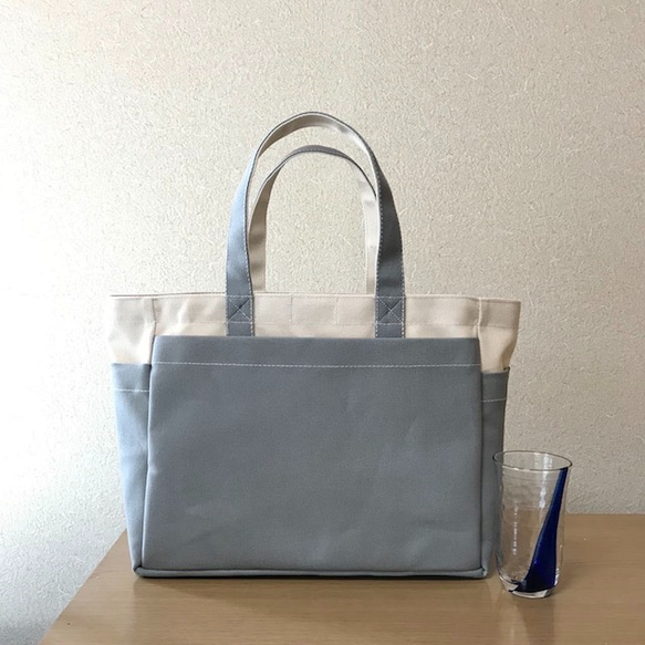 “Box Tote”通勤手提包“Generation x Grey”帆布手提包Kurashiki Canvas No. 8 [按 第1張的照片