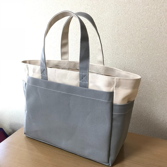 “Box Tote”通勤手提包“Generation x Grey”帆布手提包Kurashiki Canvas No. 8 [按 第2張的照片