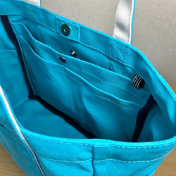 【訂購生產】“Pocket Tote”通勤手提包“Turquoise×Produce”帆布手提包Kurashiki Canvas 第5張的照片