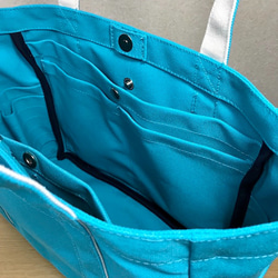【訂購生產】“Pocket Tote”通勤手提包“Turquoise×Produce”帆布手提包Kurashiki Canvas 第6張的照片