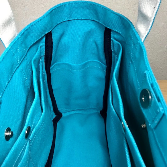 【訂購生產】“Pocket Tote”通勤手提包“Turquoise×Produce”帆布手提包Kurashiki Canvas 第7張的照片
