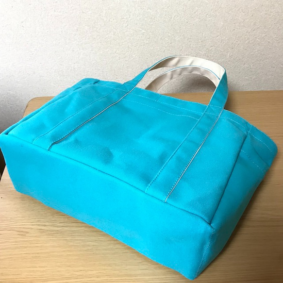 【訂購生產】“Pocket Tote”通勤手提包“Turquoise×Produce”帆布手提包Kurashiki Canvas 第8張的照片