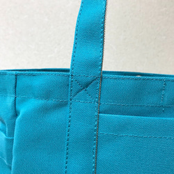 【訂購生產】“Pocket Tote”通勤手提包“Turquoise×Produce”帆布手提包Kurashiki Canvas 第10張的照片