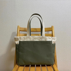 “ Box Tote”通勤手提袋“ Generation x Olive”帆布手提袋倉敷8號帆布[定做] 第1張的照片