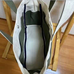 “ Box Tote”通勤手提袋“ Generation x Olive”帆布手提袋倉敷8號帆布[定做] 第4張的照片