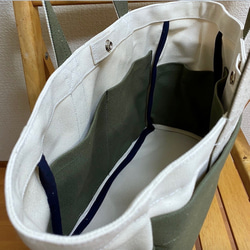 “ Box Tote”通勤手提袋“ Generation x Olive”帆布手提袋倉敷8號帆布[定做] 第5張的照片