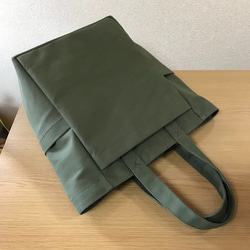 【訂購生產】“Box Tote”正面長款“Olive×HIWA GREEN”帆布手提包Kurashiki Canvas No. 第8張的照片