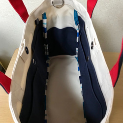 “口袋手提包”通勤手提包“生成×海軍×紅色”帆布手提袋倉敷帆布No. 8 [按訂單生產] 第4張的照片