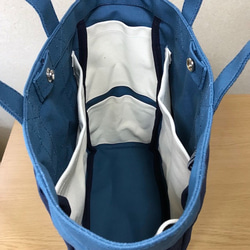 [訂單生產]“盒子手提包”前面長尺寸“礦物藍×海軍×生產”帆布手提袋倉敷漢普8 第4張的照片