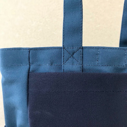 [訂單生產]“盒子手提包”前面長尺寸“礦物藍×海軍×生產”帆布手提袋倉敷漢普8 第9張的照片