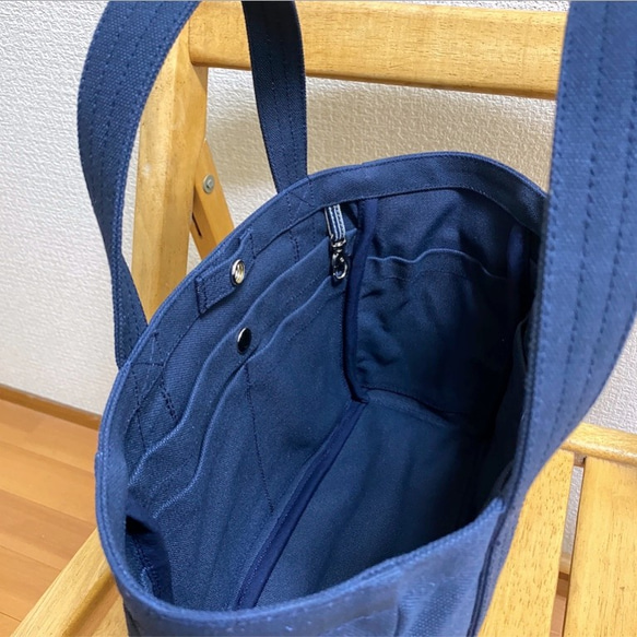 “Pocket tote”小尺寸“深藍(海軍藍)”/帆布大手提包/倉敷帆布No.8[定做] 第5張的照片