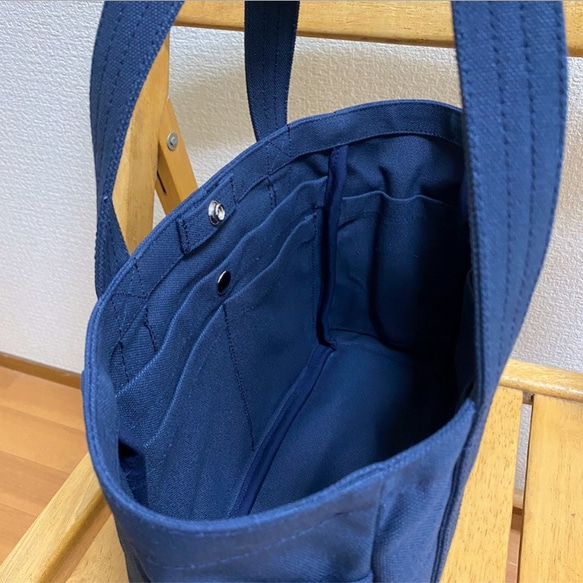 “Pocket tote”小尺寸“深藍(海軍藍)”/帆布大手提包/倉敷帆布No.8[定做] 第6張的照片