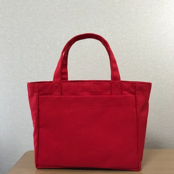 “燈箱手提包”中號“紅色”帆布手提包倉敷帆布8號[訂單製作] 第2張的照片