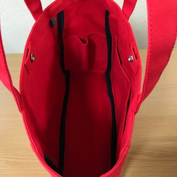 “燈箱手提包”中號“紅色”帆布手提包倉敷帆布8號[訂單製作] 第4張的照片