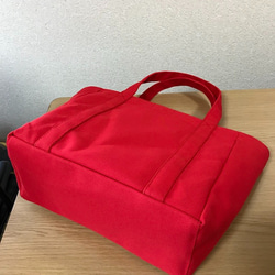 “燈箱手提包”中號“紅色”帆布手提包倉敷帆布8號[訂單製作] 第8張的照片