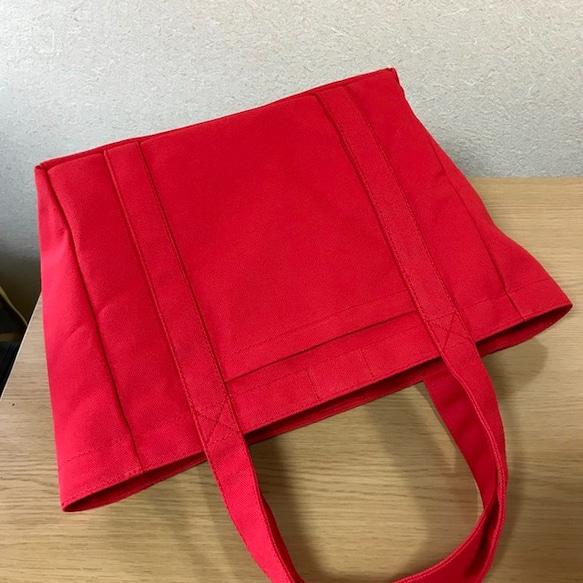 “燈箱手提包”中號“紅色”帆布手提包倉敷帆布8號[訂單製作] 第9張的照片