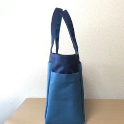 “Box tote”通勤手提包“Navy（紺）×礦物藍”帆布手提包Kurashiki帆布No.8 [訂單製作] 第3張的照片