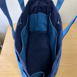“Box tote”通勤手提包“Navy（紺）×礦物藍”帆布手提包Kurashiki帆布No.8 [訂單製作] 第4張的照片