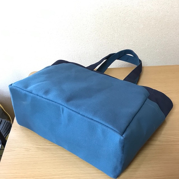 “Box tote”通勤手提包“Navy（紺）×礦物藍”帆布手提包Kurashiki帆布No.8 [訂單製作] 第7張的照片