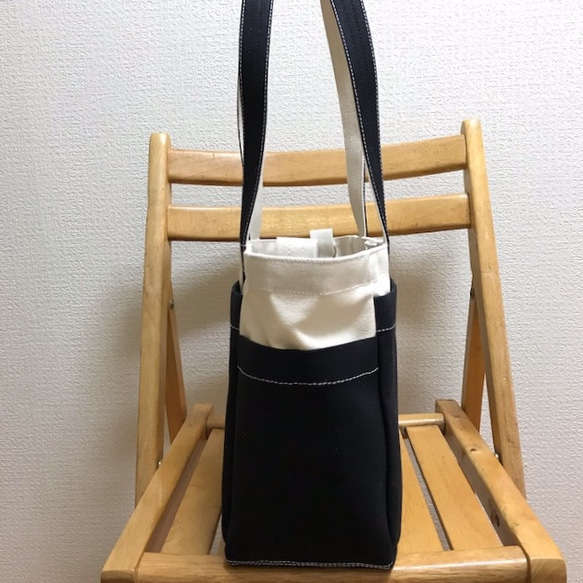 “Box Tote”中號“Generated×Black（Black）”帆布手提包Kurashiki Canvas No. 8 第2張的照片