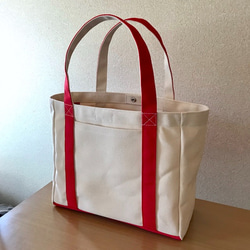 “燈箱手提包”中號“製作×紅色”帆布手提袋倉敷帆布8號[訂單製作] 第3張的照片