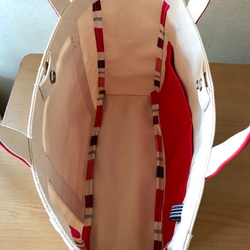 “燈箱手提包”中號“製作×紅色”帆布手提袋倉敷帆布8號[訂單製作] 第5張的照片