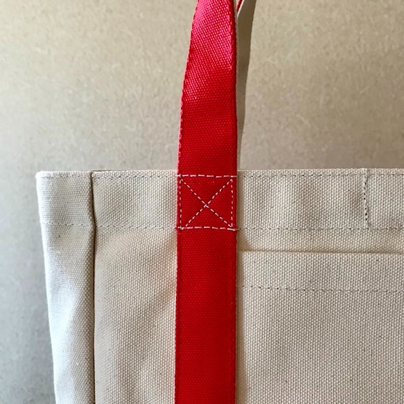 “燈箱手提包”中號“製作×紅色”帆布手提袋倉敷帆布8號[訂單製作] 第9張的照片