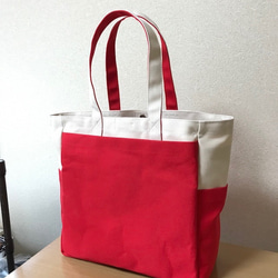 “Box Tote”大號“Generation x Red”帆布手提包Kurashiki Canvas No. 8 [按訂單生產 第3張的照片