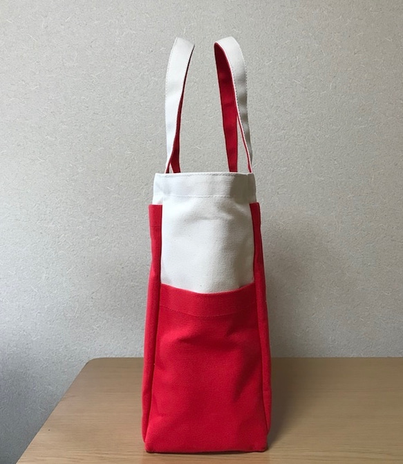 “Box Tote”大號“Generation x Red”帆布手提包Kurashiki Canvas No. 8 [按訂單生產 第4張的照片