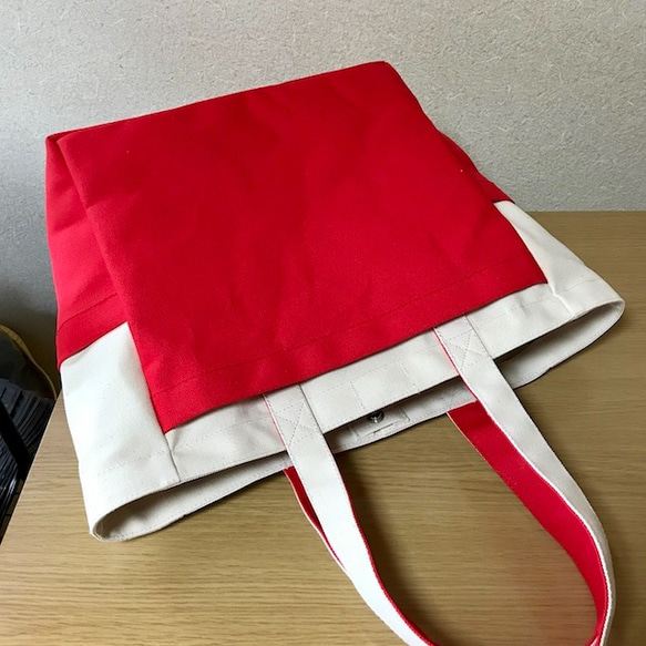 “Box Tote”大號“Generation x Red”帆布手提包Kurashiki Canvas No. 8 [按訂單生產 第8張的照片