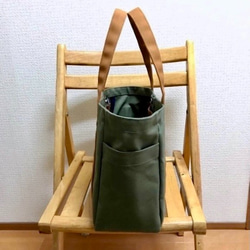 “口袋手提袋”通勤手提包“橄欖玫瑰駱駝”倉敷帆布Izumi棉帆布[訂單生產] 第2張的照片