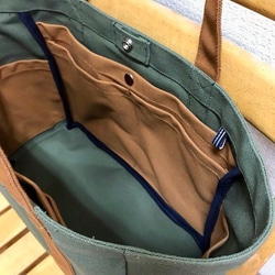 “口袋手提袋”通勤手提包“橄欖玫瑰駱駝”倉敷帆布Izumi棉帆布[訂單生產] 第4張的照片