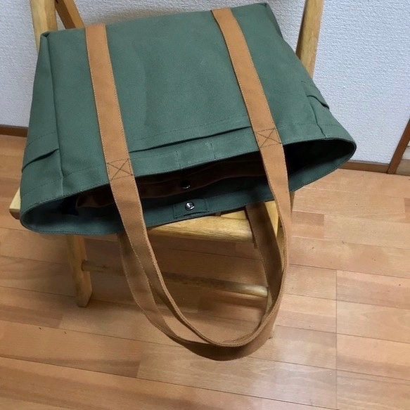 “口袋手提袋”通勤手提包“橄欖玫瑰駱駝”倉敷帆布Izumi棉帆布[訂單生產] 第7張的照片