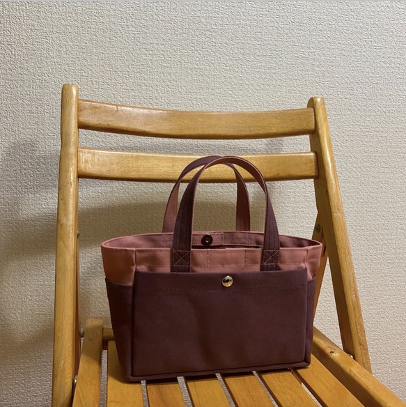 “ Box Tote”迷你尺碼“ Fine Rose x Azuki”倉敷帆布Izumi棉帆布[定做] 第2張的照片