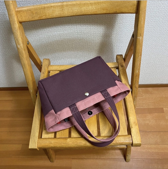 “ Box Tote”迷你尺碼“ Fine Rose x Azuki”倉敷帆布Izumi棉帆布[定做] 第8張的照片