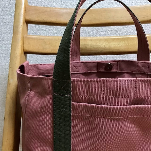 [定做]“Light Box Tote”橫尺寸“Fine Rose x Olive”帆布手提包倉敷帆布No.8 第7張的照片