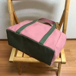 [定做]“Light Box Tote”橫尺寸“Fine Rose x Olive”帆布手提包倉敷帆布No.8 第8張的照片