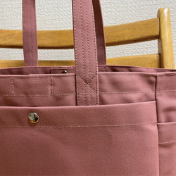 「箱型托特包」通勤包 「玫瑰粉×紅」帆布托特包 倉敷帆布8號 和泉木綿帆布【接單製作】 第8張的照片