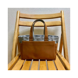 “盒子手提包”迷你尺寸“灰色×駱駝”倉敷帆布Izumi棉帆布[訂單生產] 第1張的照片