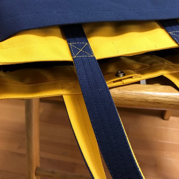 “Box tote”通勤手提包“mustard×navy（紺）”帆布手提包Kurashiki帆布Izumi棉帆布[訂單製作] 第7張的照片