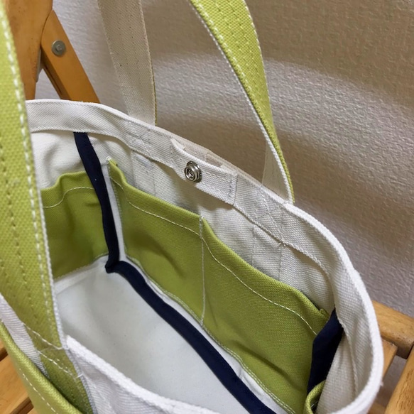 “ Box Tote”迷你尺碼“ Generation x Hiwa Green”帆布手提袋倉敷8號帆布[定做] 第5張的照片