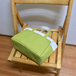 “ Box Tote”迷你尺碼“ Generation x Hiwa Green”帆布手提袋倉敷8號帆布[定做] 第6張的照片