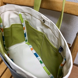 “Box tote”通勤手提包“Generation×grey×green green”帆布手提包Kurashiki帆布No.8 第4張的照片