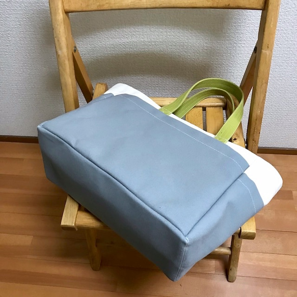 “Box tote”通勤手提包“Generation×grey×green green”帆布手提包Kurashiki帆布No.8 第5張的照片