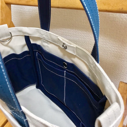“混合手提包”小號“製作×礦物藍×海軍（紺）”帆布手提包倉敷帆布[訂單製作] 第6張的照片