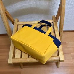 “箱子手提包”迷你尺寸“海軍（紺）×芥末”倉敷帆布和泉棉帆布[訂單生產] 第7張的照片