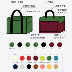 “ Pocket Tote”橫向尺寸“ Olive x黑色（黑色）x Azuki”帆布手提袋倉敷8號帆布[定做] 第10張的照片