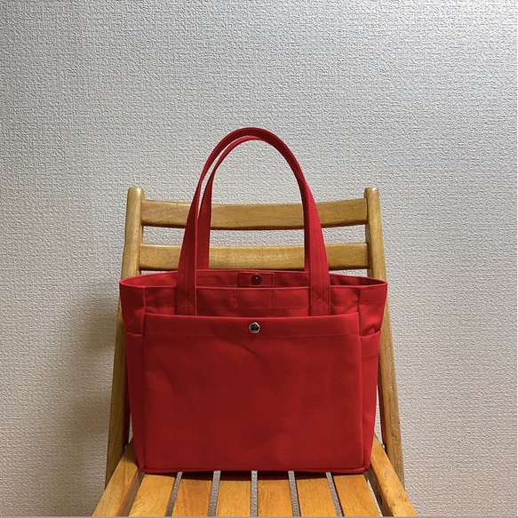 “混合手提袋”中號“紅色”帆布手提袋倉敷帆布8號[定做] 第2張的照片