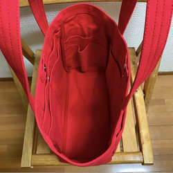 “混合手提袋”中號“紅色”帆布手提袋倉敷帆布8號[定做] 第5張的照片