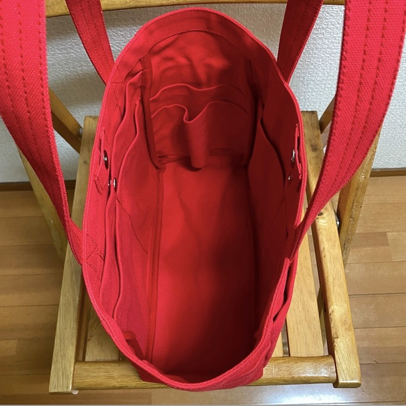 “混合手提袋”中號“紅色”帆布手提袋倉敷帆布8號[定做] 第5張的照片